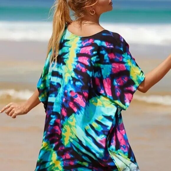 Kaftan Dress Cover Up Swim Tie Dye Maxi NEW - Picture 8 of 10